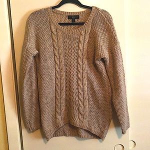 Taupe Oversized Cable Knit Sweater